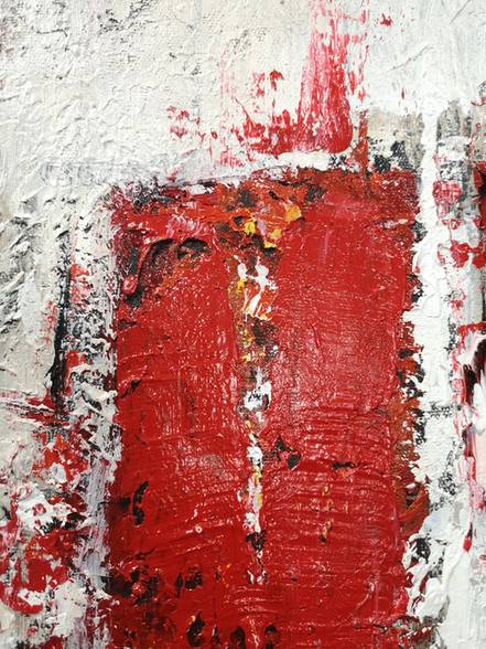 White Original Hand-painted Dining Red Abstract Canvas Artwork 0DZM6
